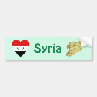 Syria Flag Heart + Map Bumper Sticker