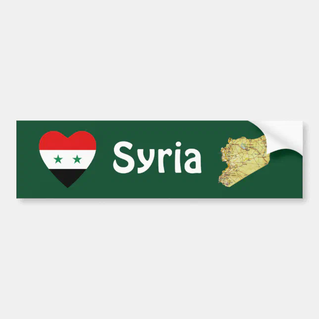 Syria Flag Heart + Map Bumper Sticker | Zazzle