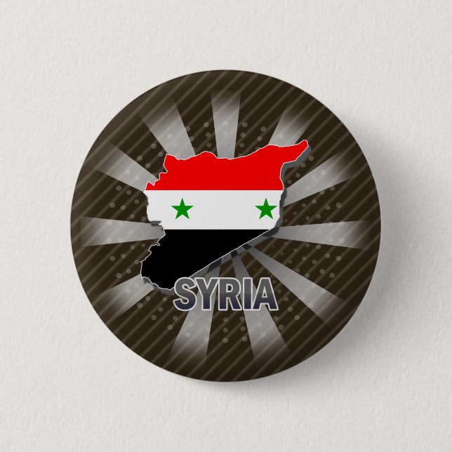 Syria Flag Map 2.0 Pinback Button (Front)