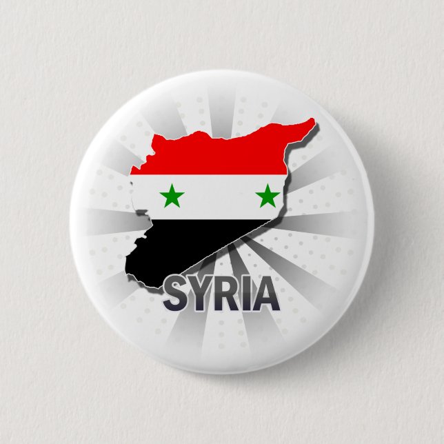 Syria Flag Map 2.0 Pinback Button (Front)