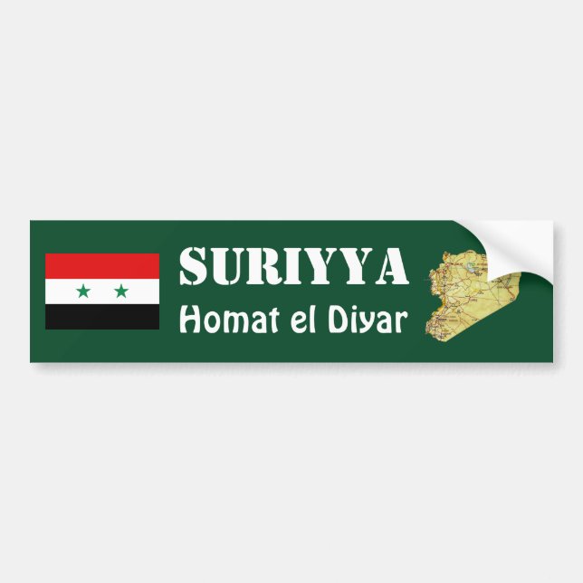 Syria Flag + Map Bumper Sticker (Front)