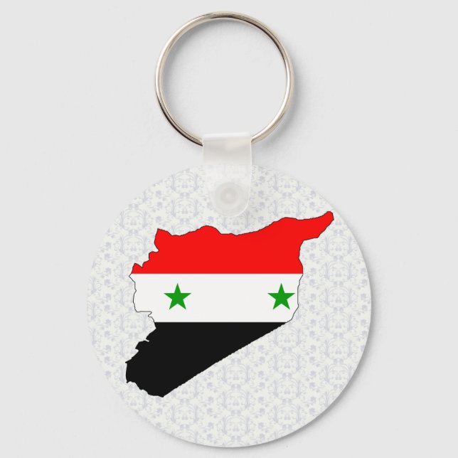 Syria Flag Map full size Keychain (Front)