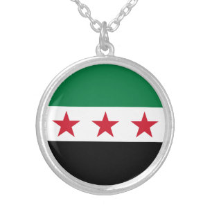 Syria Flag Silver Plated Necklace