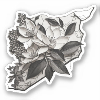 Syria (Flowers Map) Botanic Design خريطة سوريا Sticker
