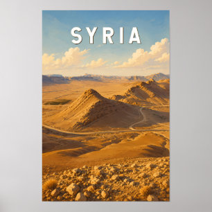 Syria Illustration Travel Art Vintage Poster
