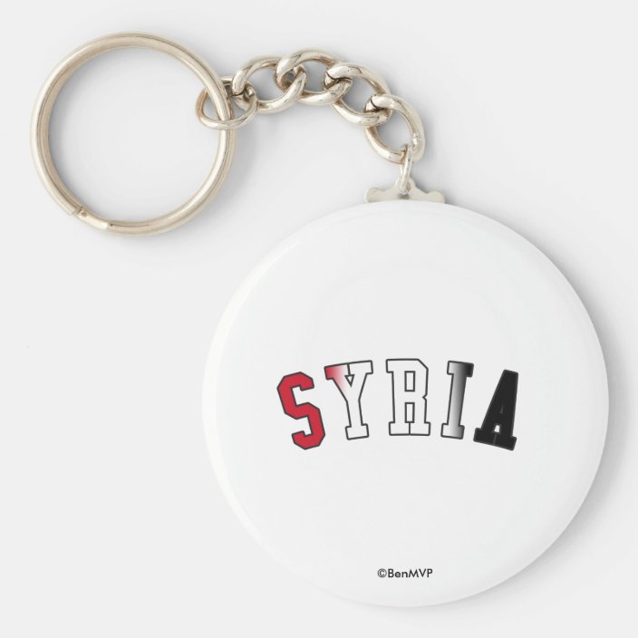 Syria in National Flag Colors Keychain