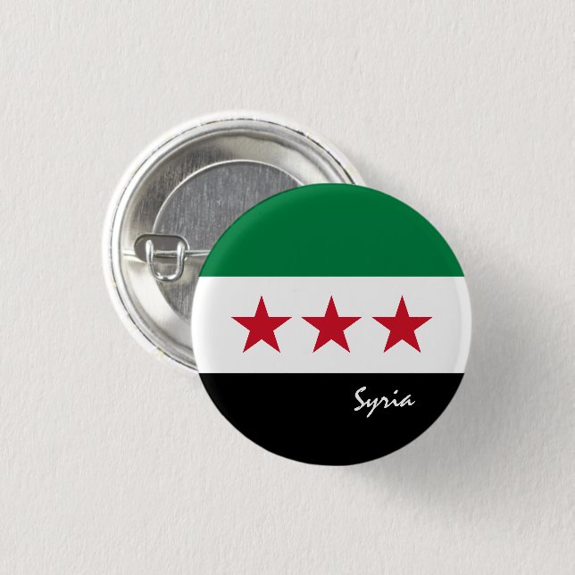 Syria Independence button, patriotic Syrian Flag Button (Front & Back)