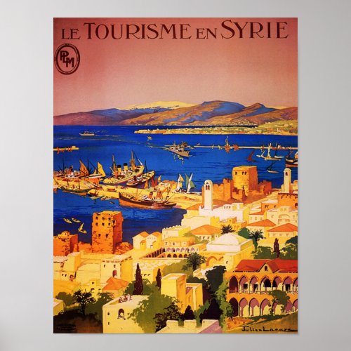 SYRIA LIBANON OCEAN TOURISM VINTAGE TRAVEL POSTER