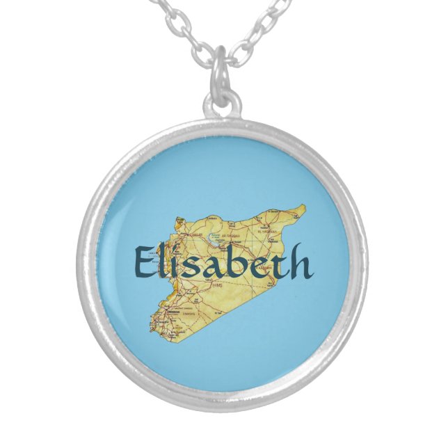 Syria Map + Name Necklace (Front)
