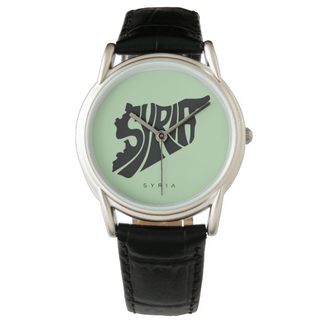 Syria Map Typography Watch (Front)