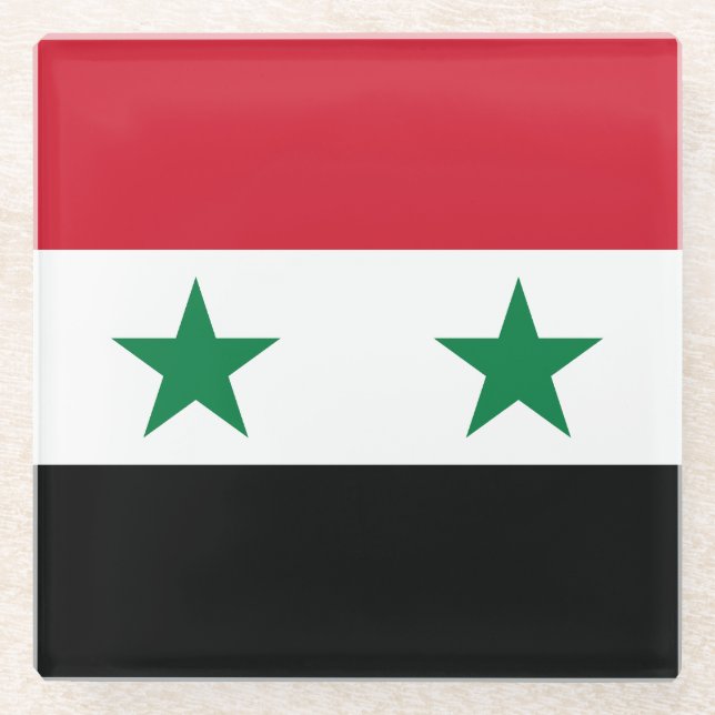Syria Old Flag Glass Coaster (Front)