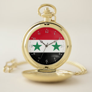 Syria Old Flag Pocket Watch