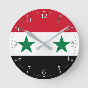 Syria Old Flag Round Clock