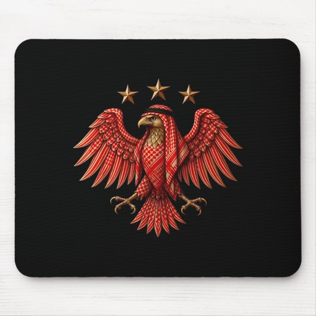 Syria Red Traditional Syrian Keffiyeh Eagle  Mouse Pad (Front)