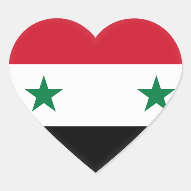 Syria (Syrian) Flag Heart Sticker (Front)