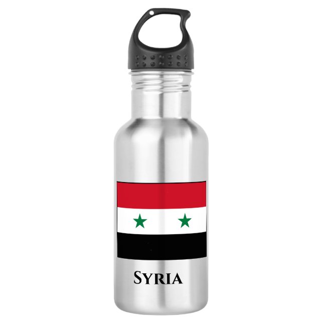 Syria (Syrian) Flag Stainless Steel Water Bottle (Front)