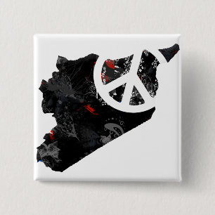 Syria Trendy Peace Sign with Syrian map Button
