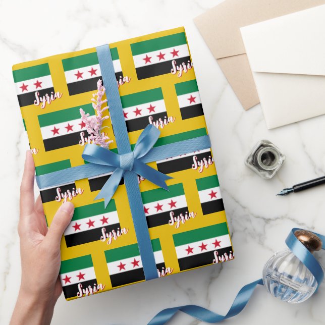Syria Wrapping Paper, Syrian Flag patriotic Wrapping Paper (Gifting)