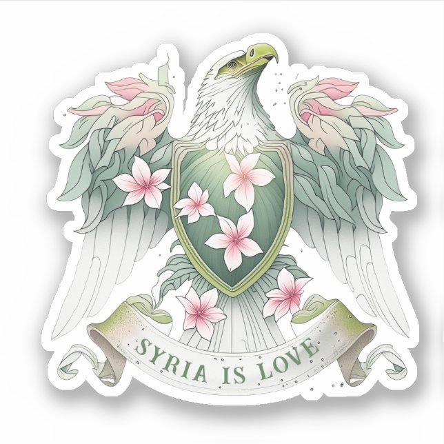 Syrian Eagle Bursting jasmine نسر سوريا ياسمين Sticker (Front)