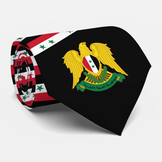 Syrian Flag & Coat of Arms, Flag of Syria Neck Tie (Rolled)