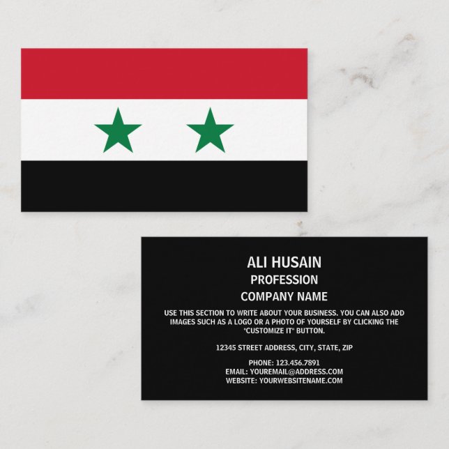 Syrian Flag, Flag of Syria Business Card (Front/Back)