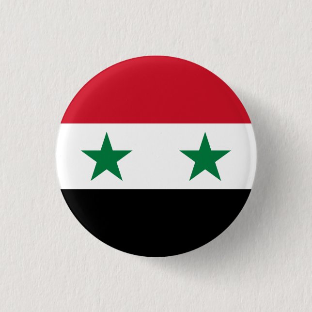 Syrian Flag, Flag of Syria Button (Front)