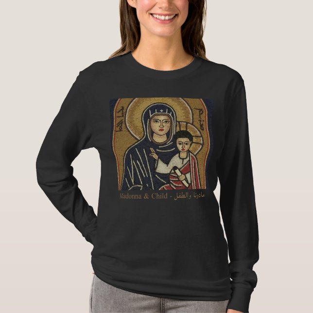 Syrian Mosaic of Madonna and Child Maronite T-Shirt (Front)