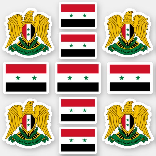 Syrian national symbols emblem and flag sticker