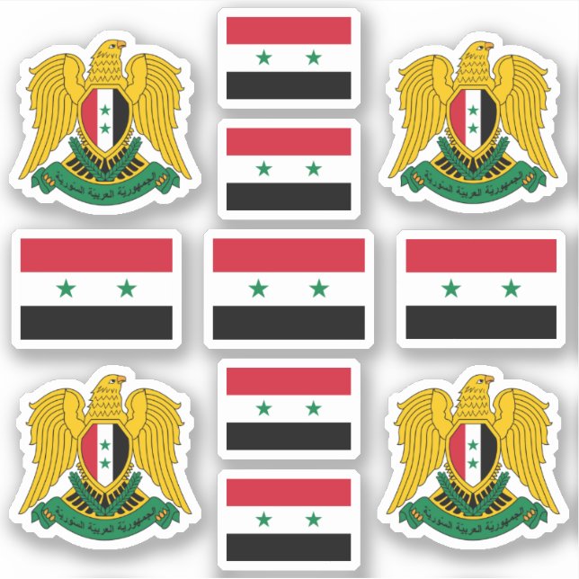 Syrian national symbols /emblem and flag sticker (Front)