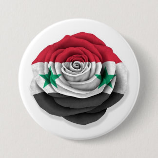Syrian Rose Flag on White Button