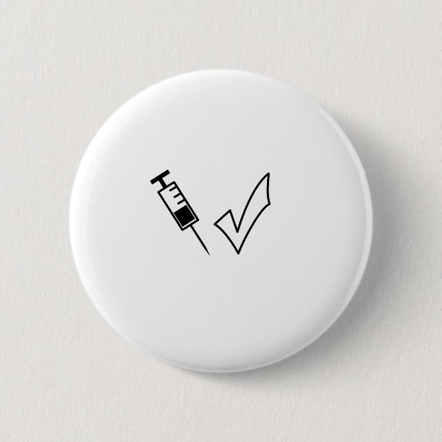 Syringe and tick symbol vaccinated button (Front)