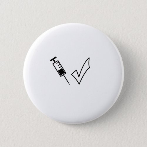 Syringe and tick symbol vaccinated button