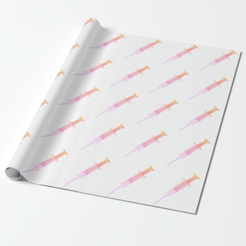 Syringe medical cute pink nurse shot wrapping paper