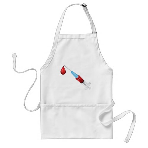 Syringe Of Blood With A Red Drop Adult Apron