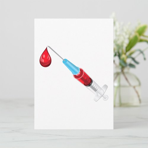 Syringe Of Blood With A Red Drop Invitation