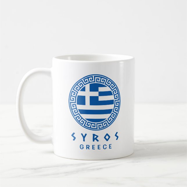 Syros And Flag Of Greece Coffee Mug (Left)