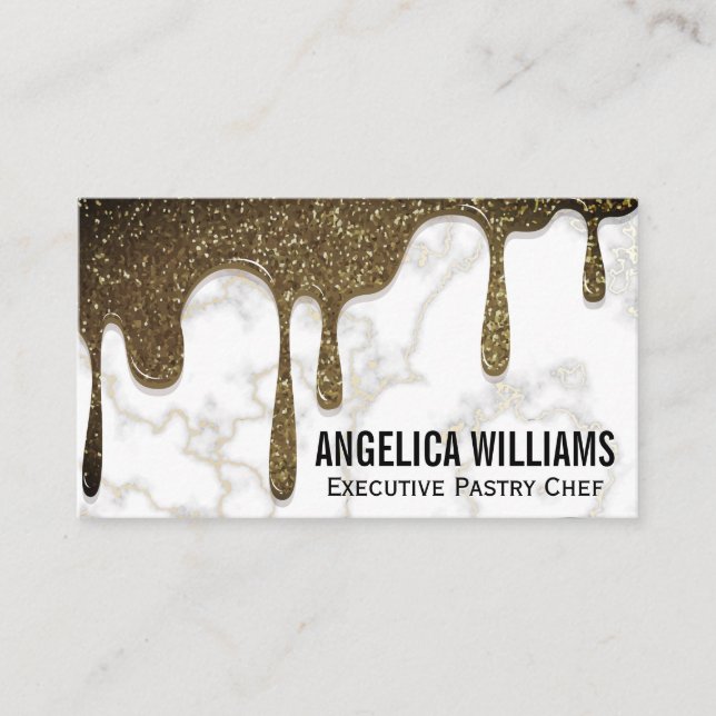 Syrup Glitter Drip | Marble and Whisk Business Card (Front)