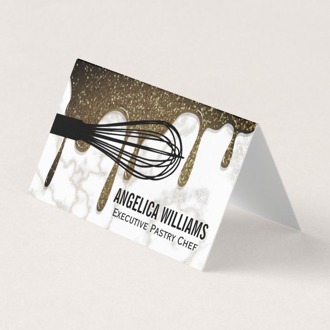 Syrup Glitter Drip | Marble | Whisk Tool Business Card (Front)