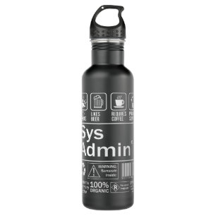 System Administrator Product Label  Unix Linux Cof Stainless Steel Water Bottle