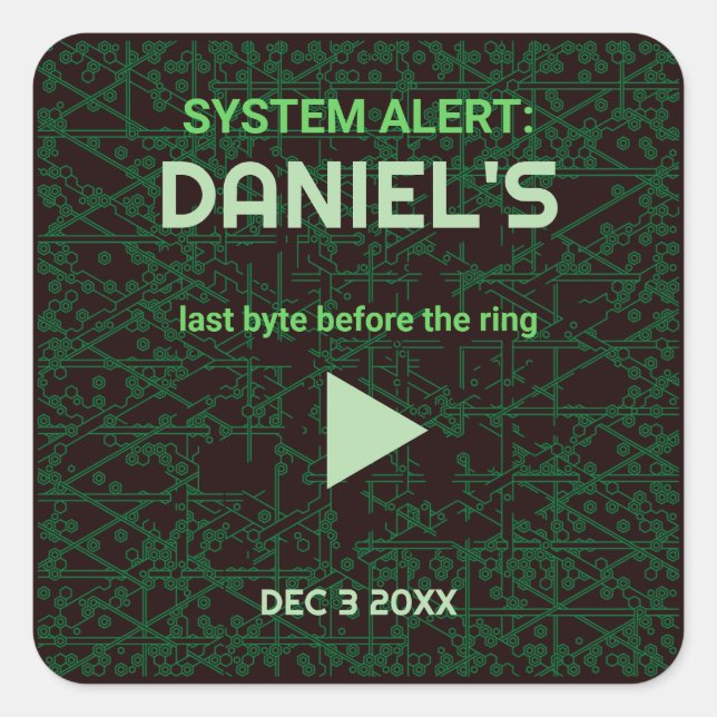 System Alert Hacker Bachelor Party Square Sticker (Front)