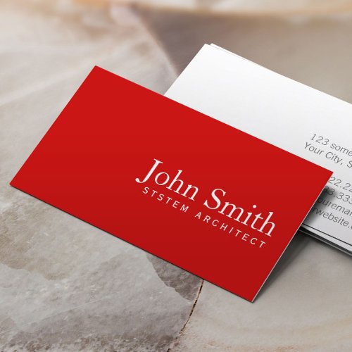 Simple Plain Red System Architect Business Card