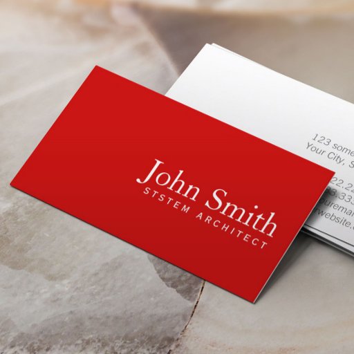 Customizable Simple Plain Red System Architect Business Card