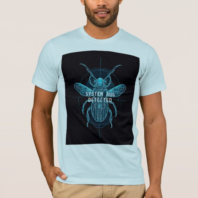System Bug Detected Funny Cybernetic Tech T-Shirt (Front)