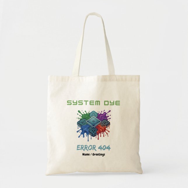 System Dye Error 404 Tech Glitch Microchip Graphic Tote Bag (Front)