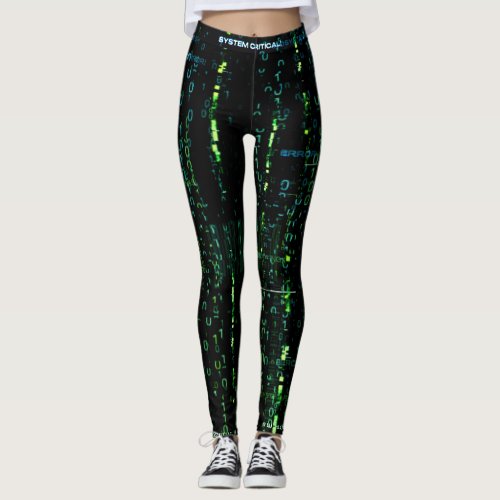 System Error Cyberpunk Code Matrix  Leggings