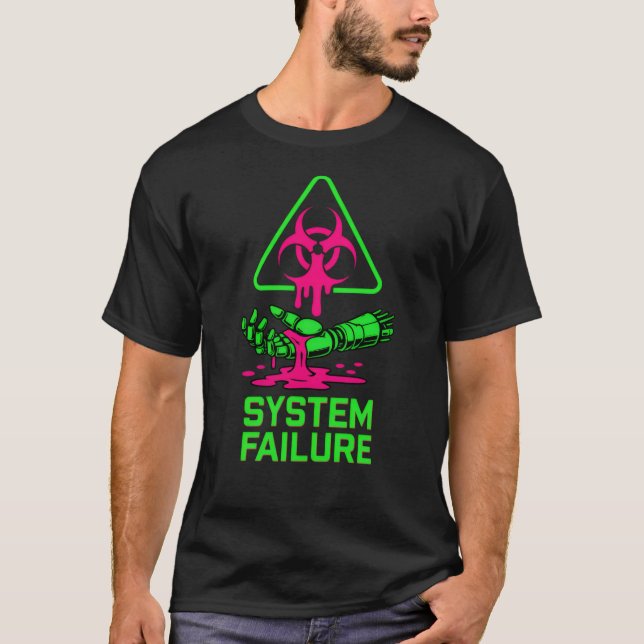 System Failure Cyberpunk Robotic Hand T-Shirt  (Front)