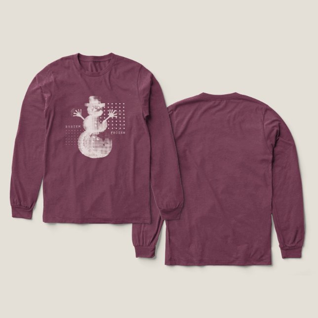 System Frozen Glitch Halftone Snowman Tech T-Shirt Tri-Blend Shirt (Design Front & Back)