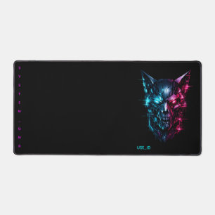 SYSTEM_GMR Glitch Cybernetic Skull Gaming Desk Mat