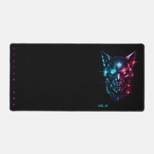 SYSTEM_GMR Glitch Cybernetic Skull Gaming Desk Mat