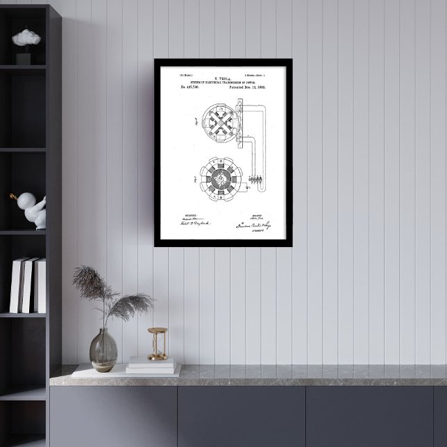 System of electrical transmission of power Tesla Framed Art (System of electrical transmission of power Tesla Framed Art)